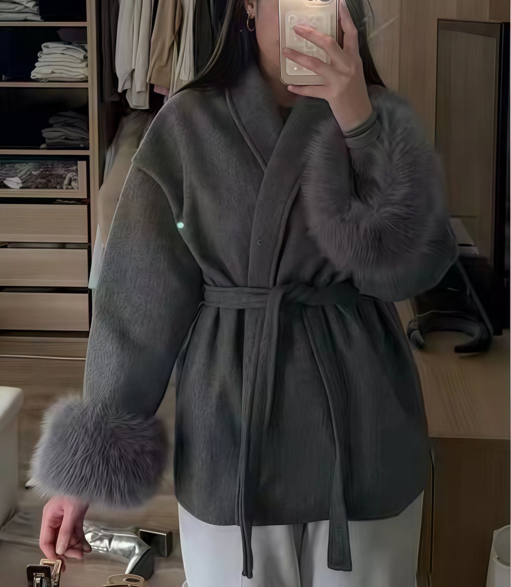 Fashion Plus Size French Elegant Woolen Overcoat